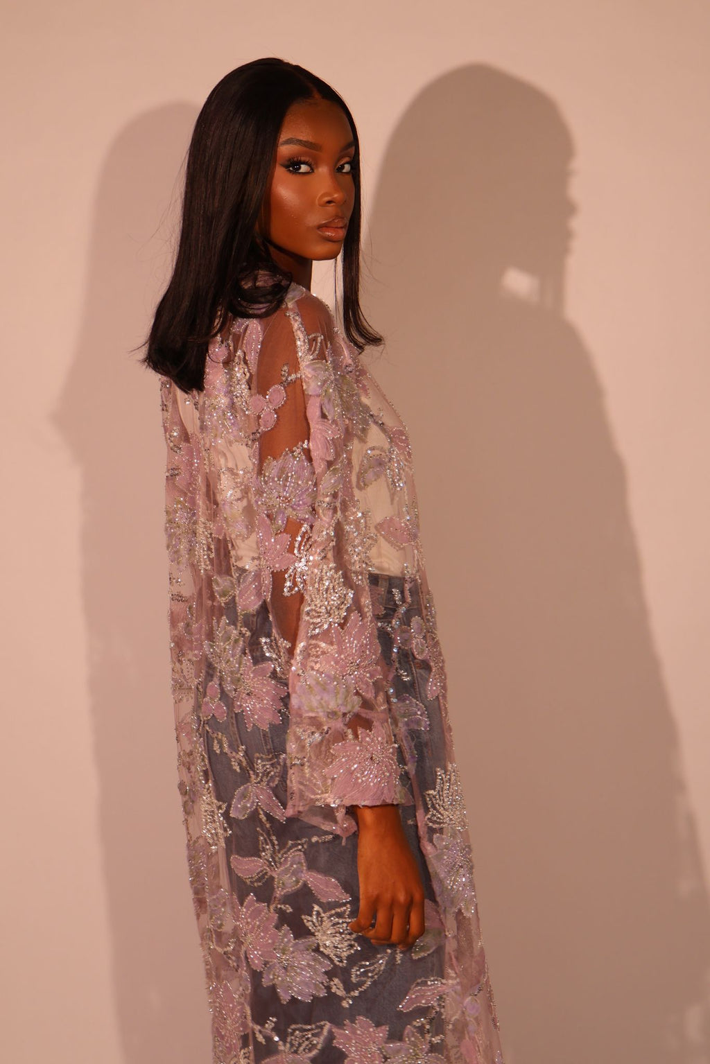 Lilac floral embellished