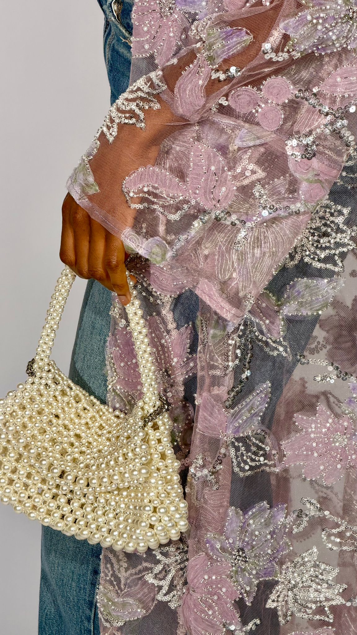 Lilac floral embellished